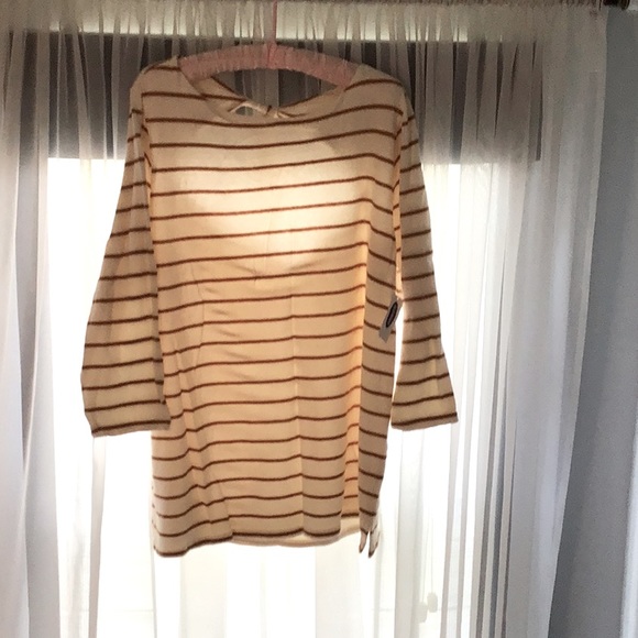 Tunic, XL, Ivory with gold stripes, New with tags. - Picture 2 of 7